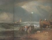 Joseph Mallord William Turner A coast scene with fisherman hauling a boat ashore (mk31)